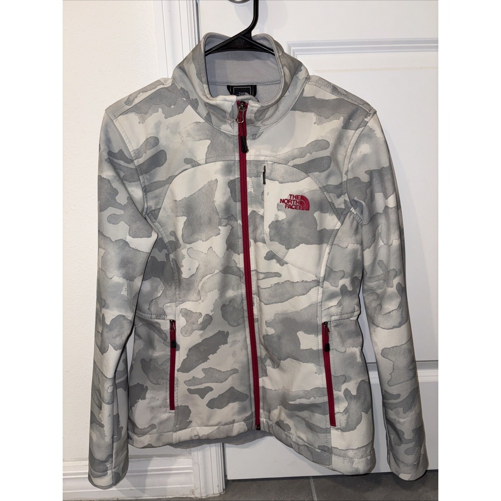 North‎ Face Jacket Women's Apex Bionic Camo Size Medium Softshell Zip Grey/Pink